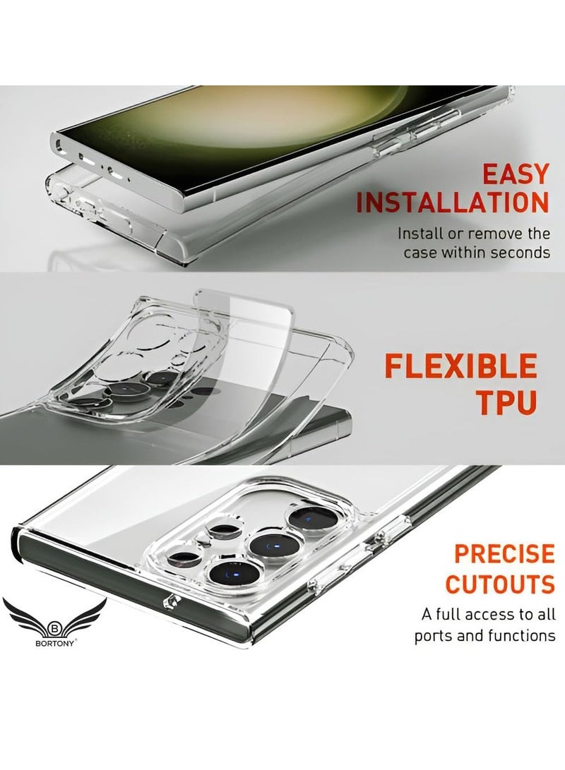 BORTONY Samsung Galaxy S24 Ultra Case Cover 6.8 Inch Crystal Clear Anti Yellowing Case Shockproof Bumper Protective Phone Cover for Galaxy S24 Ultra - Image 4