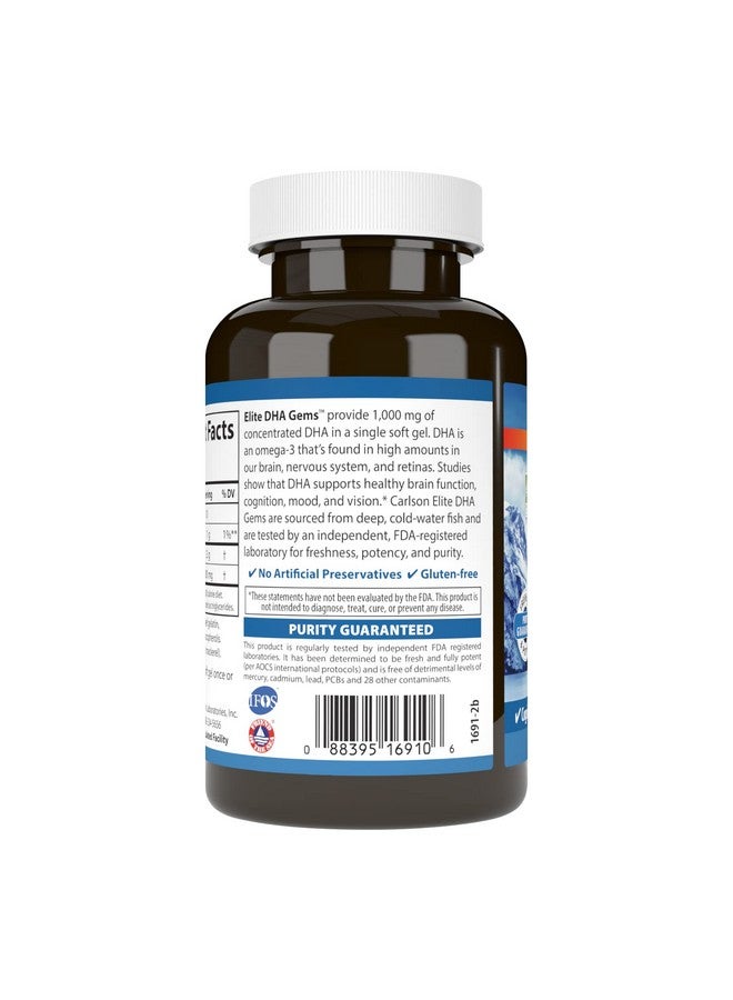 Carlson كارلسون - جواهر إيليت DHA، 1000 ملغ DHA، مصيد بري، مصدر مستدام، وظيفة الدماغ ورؤية صحية، 60 كبسولة لينة - Image 3
