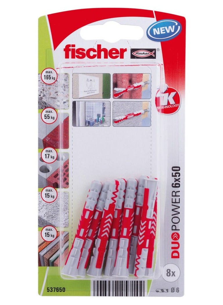 Fischer Universal Plug 6 x 50mm 8Pcs DUOPOWER 6x50