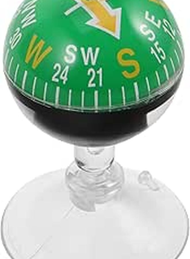 Green Suction Cup Car Compass 38mm Plastic Dashboard Mount for Outdoor Hiking Truck Boat - Image 1