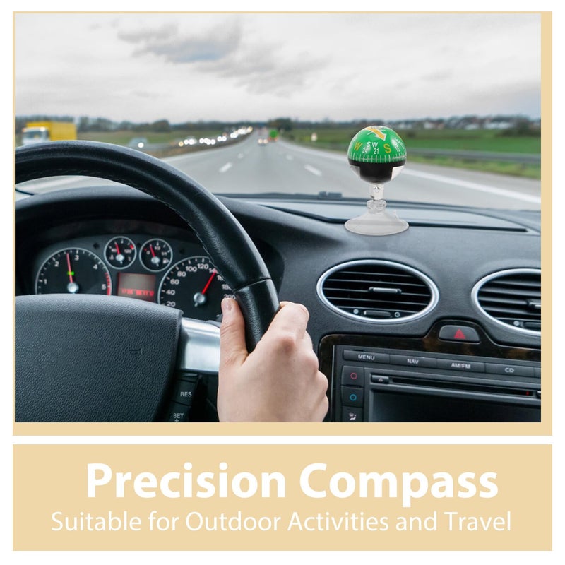 Green Suction Cup Car Compass 38mm Plastic Dashboard Mount for Outdoor Hiking Truck Boat - Image 4