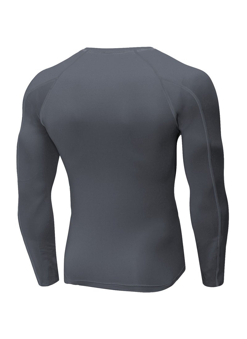Loquat Men Quick Dry Long Sleeve T-Shirt Grey  - Image 2