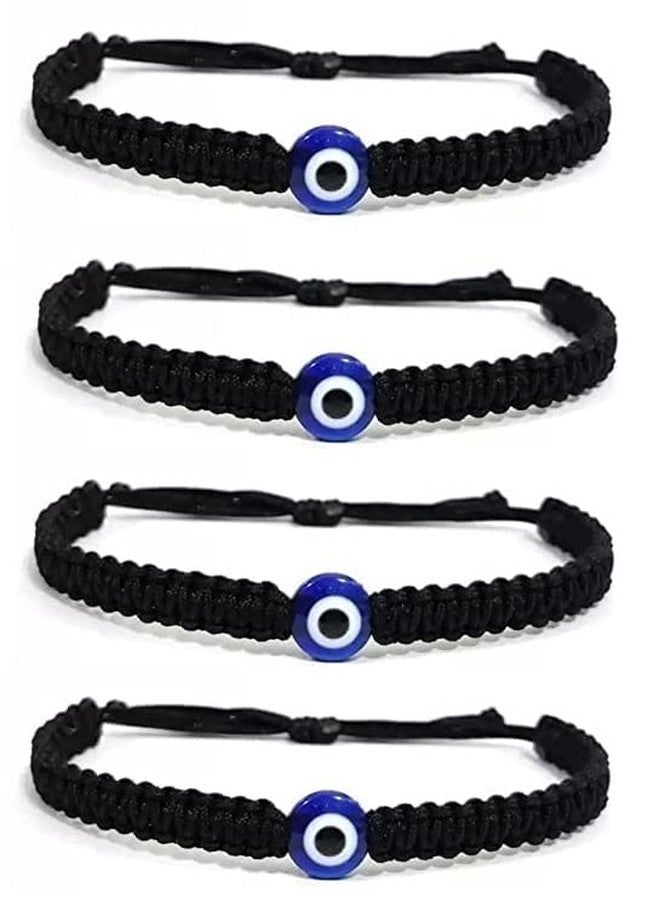 ARTIFICIAL TREE Handmade Nazar Evil Eye Charms Black Thread Bracelet Adjustable Bracelet for Women, Men, Girls & Boys 4 Piece (BLACK)(AT GIRLS BRCT 028) - Image 1
