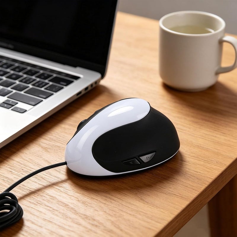 Luocute Vertical Mouse, Ergonomic USB Wired Mouse with 6 Buttons and Adjustable 800 1200 1600 DPI, Optical Tracking for PC Laptop Gaming and Work - Image 4