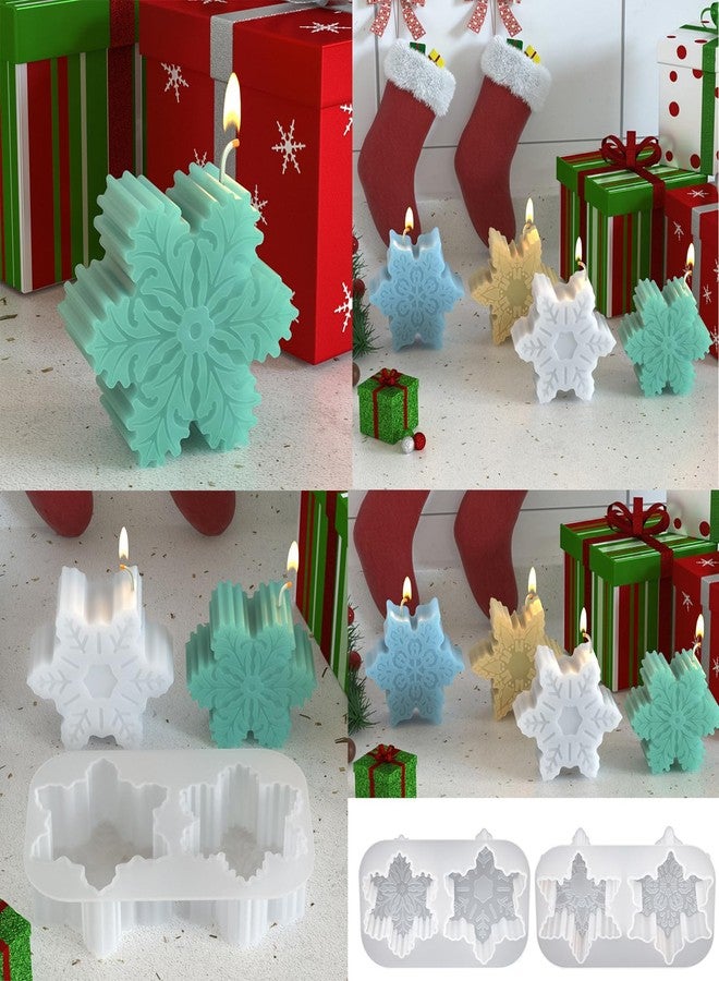 RUSTAMM Christmas Snowflake Candle Silicone Mold 2 Hole DIY Aromatic Handmade Soap Plaster Resin Mold Xmas Pastry Baking Mold Home Decor - Image 5