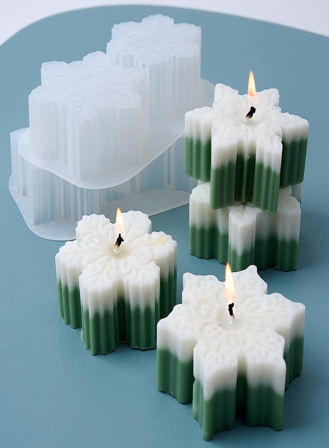 RUSTAMM Christmas Snowflake Candle Silicone Mold 2 Hole DIY Aromatic Handmade Soap Plaster Resin Mold Xmas Pastry Baking Mold Home Decor - Image 3