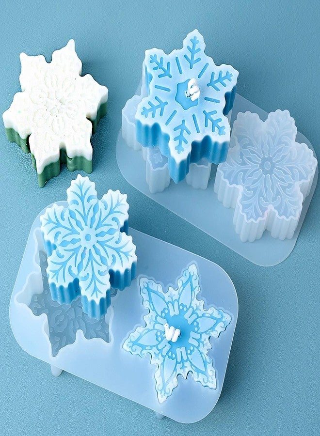 RUSTAMM Christmas Snowflake Candle Silicone Mold 2 Hole DIY Aromatic Handmade Soap Plaster Resin Mold Xmas Pastry Baking Mold Home Decor - Image 1