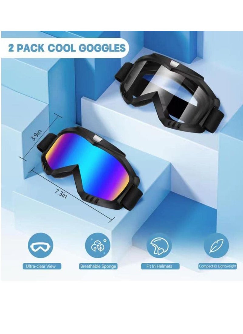 Generic - Dirt Bike Goggles Motorcycle ATV Riding Ski Windproof Glasses Racing Helmet for Adults Men Women Youth Kids 2 Pack - Image 1