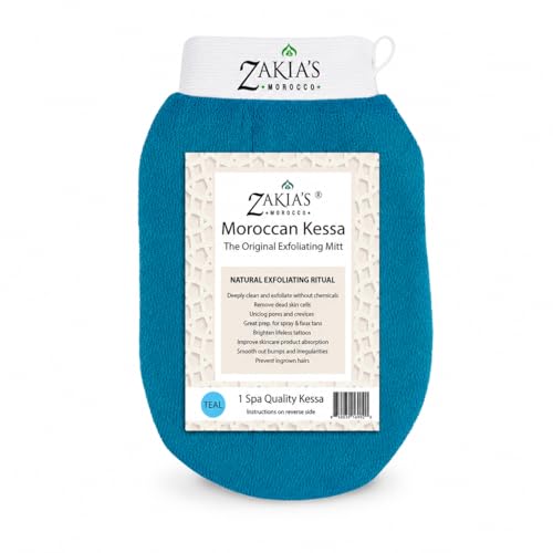 Zakia's Morocco Moroccan Kessa Exfoliating Scrub Glove - Teal Blue - Image 1