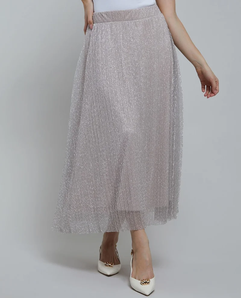R&b Shimmer Flared Skirt with Elastic Waist
