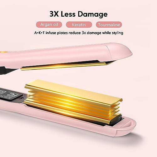 Terviiix Mini Flat Iron Hair Straightener, Adjustable Temperature, Travel-Size, 1/2" Ceramic Plates, Dual Voltage, Auto-Off, Pink - Image 5