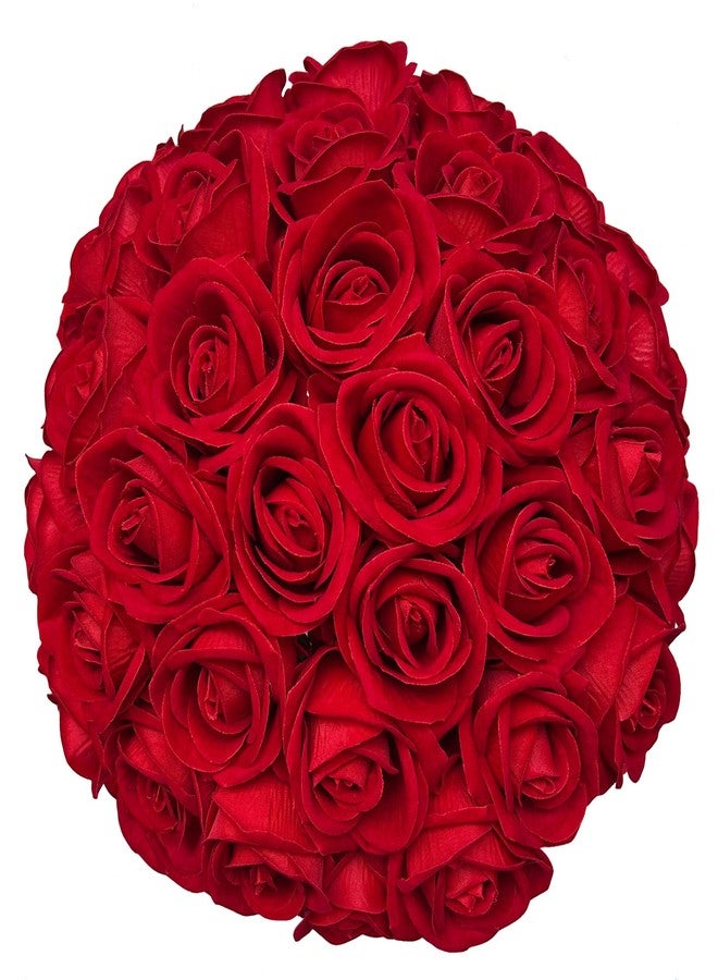 FagusHome 30 Pcs Silk Rose Artificial Flowers Roses Bulk Bouquet Fake Flowers Rose Heads with Stems for Home Wedding Decor (Red) - Image 1