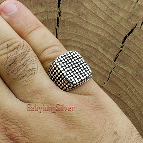 Babylon Silver Solid 925 Sterling Silver Heavy Luxury Turkish Men's Ring (7) - Image 5