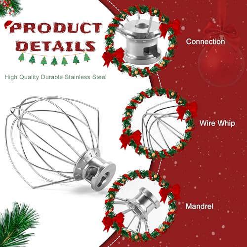 Sikawai K45WW Wire Whip Attachment for Tilt-Head Stand Mixer 6-Wire Fits For k-i-t-c-h-e-n-a-i-d 4.5-5QT Title-Head Stand Mixer K45 KSM90,Stainless Steel,Egg Cream Stirrer,Cakes Mayonnaise Whisk by Sikawai - Image 3