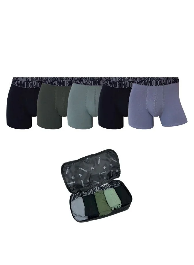 سي ار7 شورتات قطنية مطاطية للرجال  عبوة من  قطع - طقم بوكسر ملون بحزام خصر يحمل علامة كريستيانو رونالدو