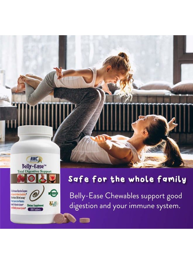NWC Naturals Belly-Ease Healthy Digestive Enzymes Plus Prebiotics & Probiotics, Essential Enzymes, Vegetarian, Better Digestion, Full Spectrum Digestive Solution - 180 Count Chewable Tablets - Image 5