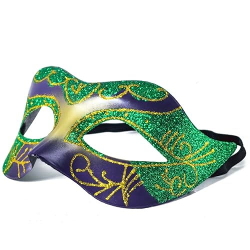 BCARICH Mardi Gras Mask for Men, Golden and Green Venetian Mask for Party, Women Masquerade Mask Costume Party Accessory - Image 3