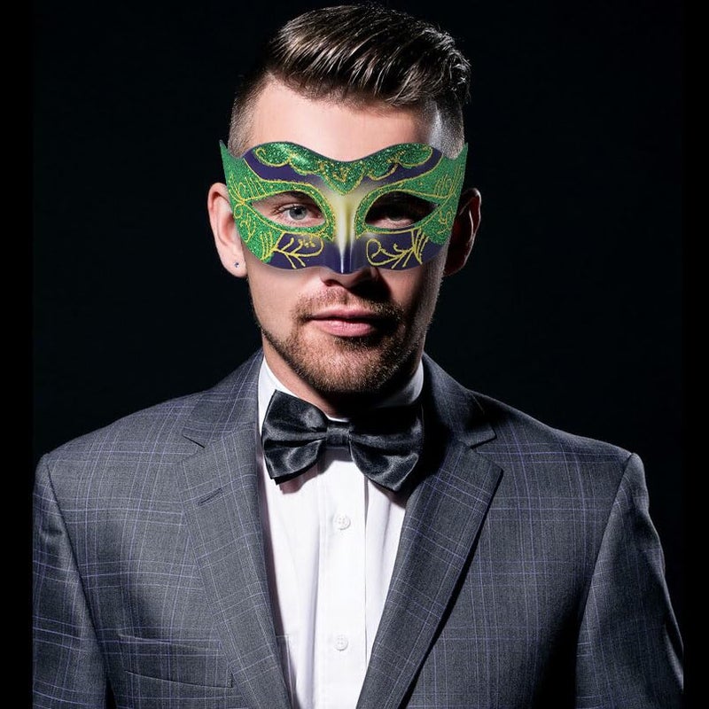 BCARICH Mardi Gras Mask for Men, Golden and Green Venetian Mask for Party, Women Masquerade Mask Costume Party Accessory - Image 5
