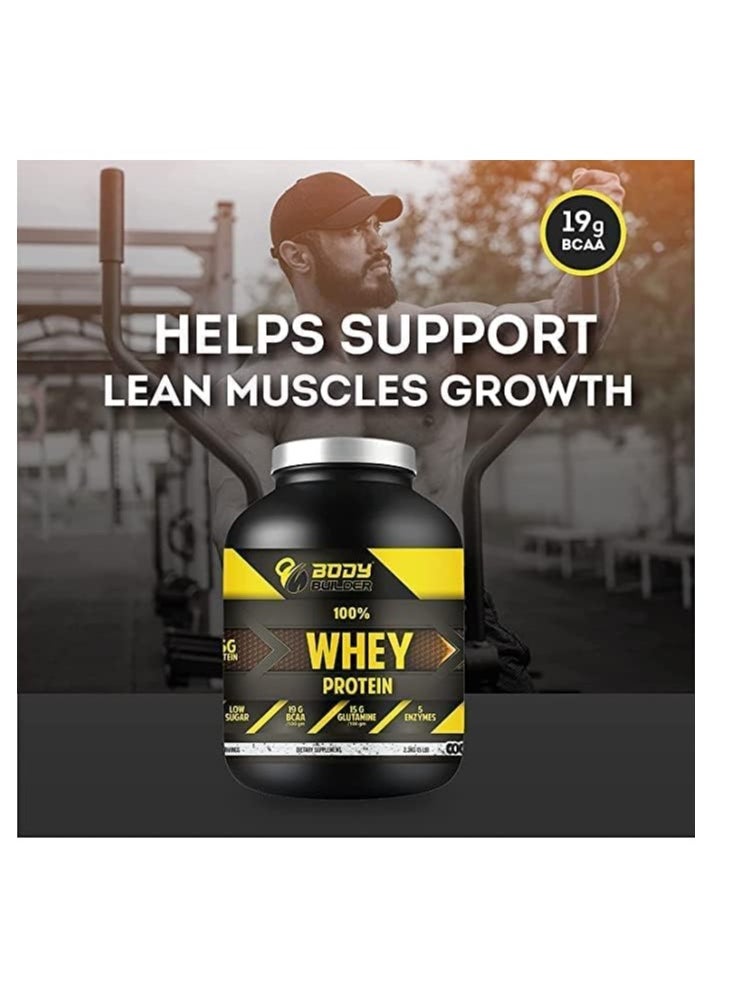 Body Builder - 100% whey protein - Caramel Latte Flavor - 2lb, Elite Whey Protein Blend for Optimal Muscle Growth and Recovery, Rich in BCAAs, Glutamine and Digestive Enzymes, perfect post workout fuel - Image 1
