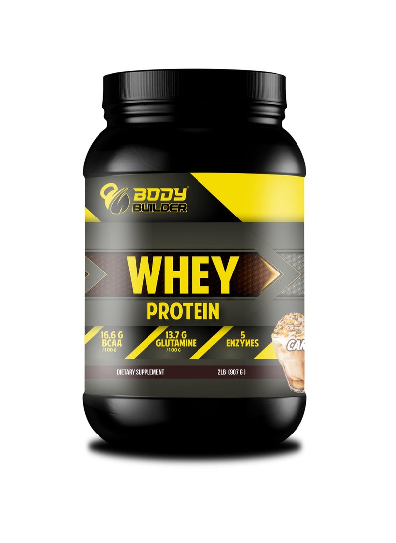 Body Builder - 100% whey protein - Caramel Latte Flavor - 2lb, Elite Whey Protein Blend for Optimal Muscle Growth and Recovery, Rich in BCAAs, Glutamine and Digestive Enzymes, perfect post workout fuel - Image 1