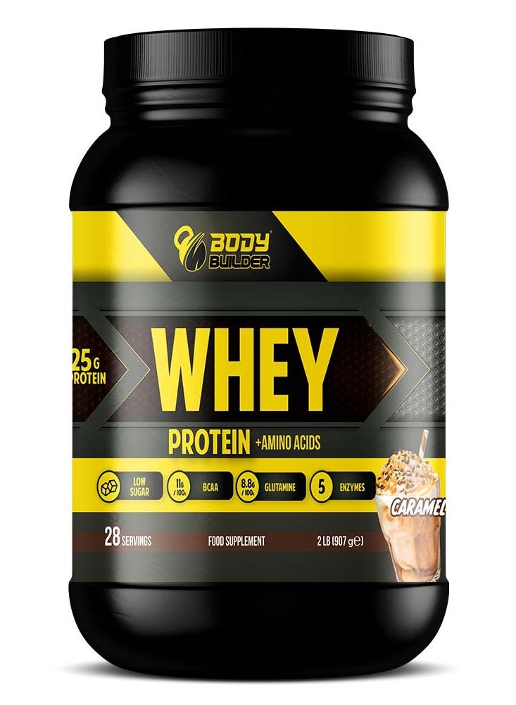 Body Builder 100% whey protein - Caramel Latte Flavor - 2lb, Elite Whey Protein Blend for Optimal Muscle Growth and Recovery, Rich in BCAAs, Glutamine and Digestive Enzymes, perfect post workout fuel - Image 1