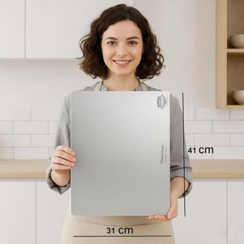 CINTROTECH Premium Countertop Stainless Steel Chopping Board 41x31cm – Large, Non-Slip, Rust-Free, Food-Grade Cutting Board for Vegetables, Meat, Fish, & Fruits - Image 2