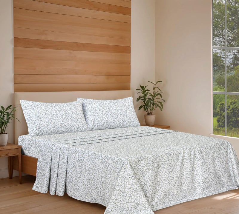 RUVANTI 100% Organic Cotton Sheets Full Size, Percale Weave, GOTS Certified, 4-Piece Set, Deep Pocket 15", Crisp & Breathable, Soft Durable Bedding, SÃ¡banas AlgodÃ³n OrgÃ¡nico â€“ Floral Rush - Image 2