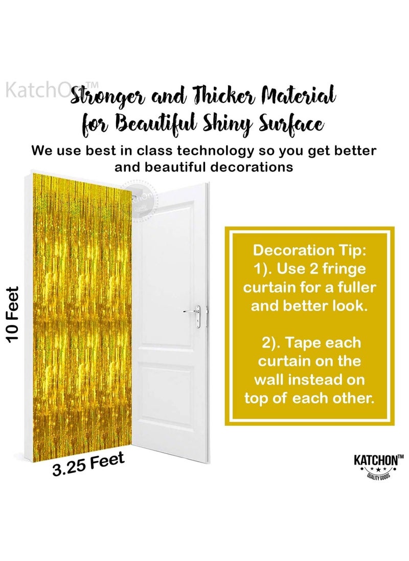 KATCHON Iridescent gold Foil Fringe Curtain - 3.2x8 Feet Pack of 1 For Birthday Party Decorations | Gold Birthday Party Decorations | Iridescent Gold Fringe For Eid Decoration  - Image 3