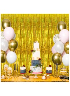 KATCHON Iridescent gold Foil Fringe Curtain - 3.2x8 Feet Pack of 1 For Birthday Party Decorations | Gold Birthday Party Decorations | Iridescent Gold Fringe For Eid Decoration  - Image 4