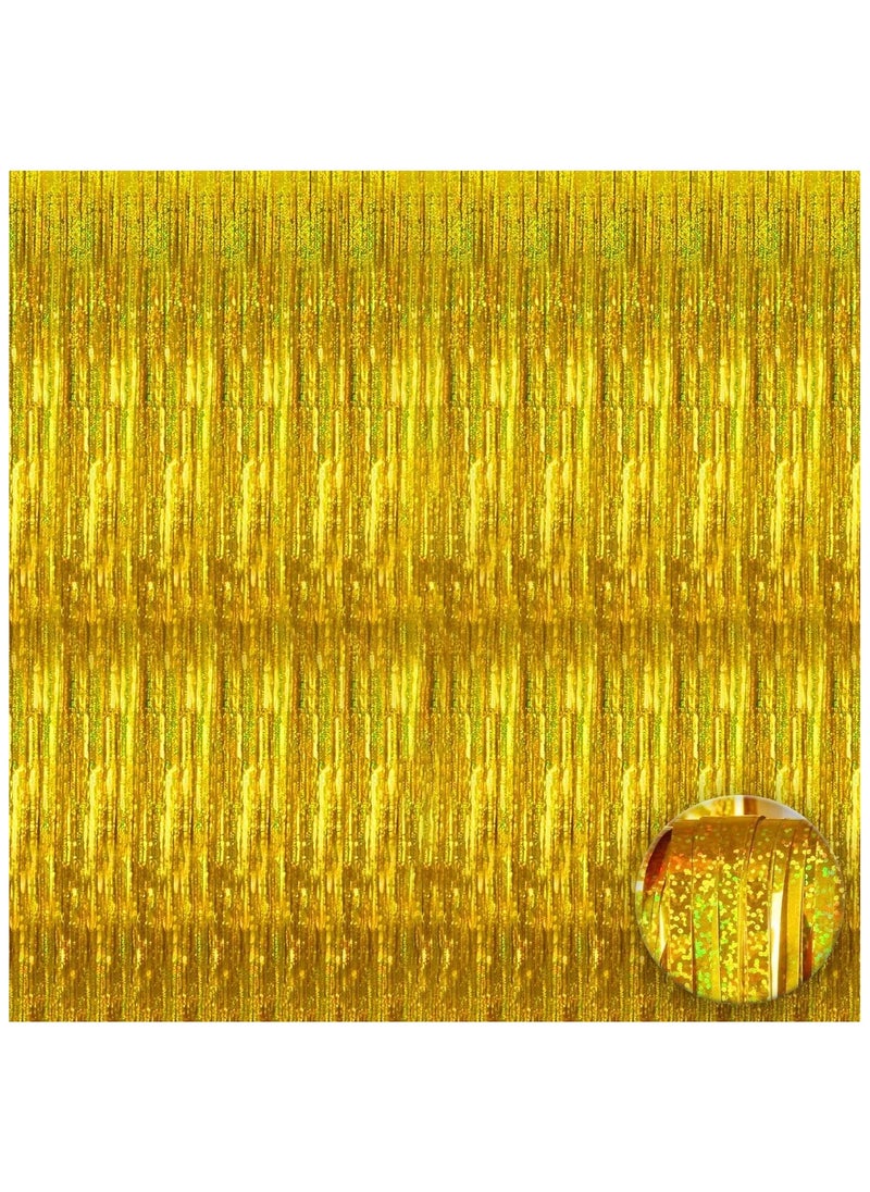KATCHON Iridescent gold Foil Fringe Curtain - 3.2x8 Feet Pack of 1 For Birthday Party Decorations | Gold Birthday Party Decorations | Iridescent Gold Fringe For Eid Decoration  - Image 1