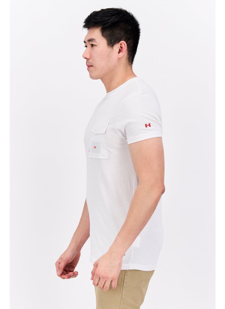 Canadian Peak - Men Crew Neck Short Sleeves Brand Logo T-Shirt, White - Image 1