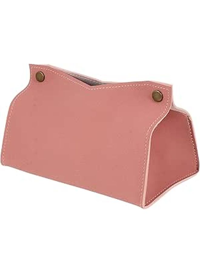 Pu Leather Tissue Box Holder Napkin Container V Shape Decorative Storage Organizer For Home Car Office Pink - Image 1