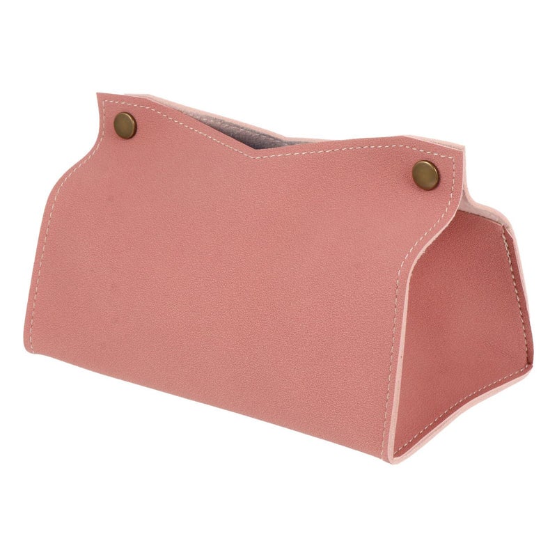 Pu Leather Tissue Box Holder Napkin Container V Shape Decorative Storage Organizer For Home Car Office Pink - Image 2