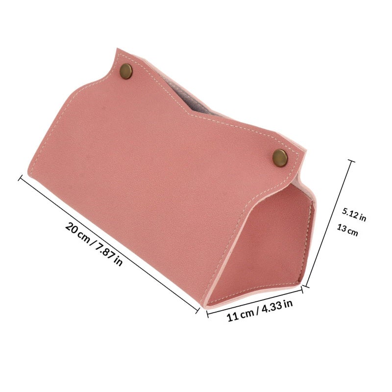 Pu Leather Tissue Box Holder Napkin Container V Shape Decorative Storage Organizer For Home Car Office Pink - Image 3
