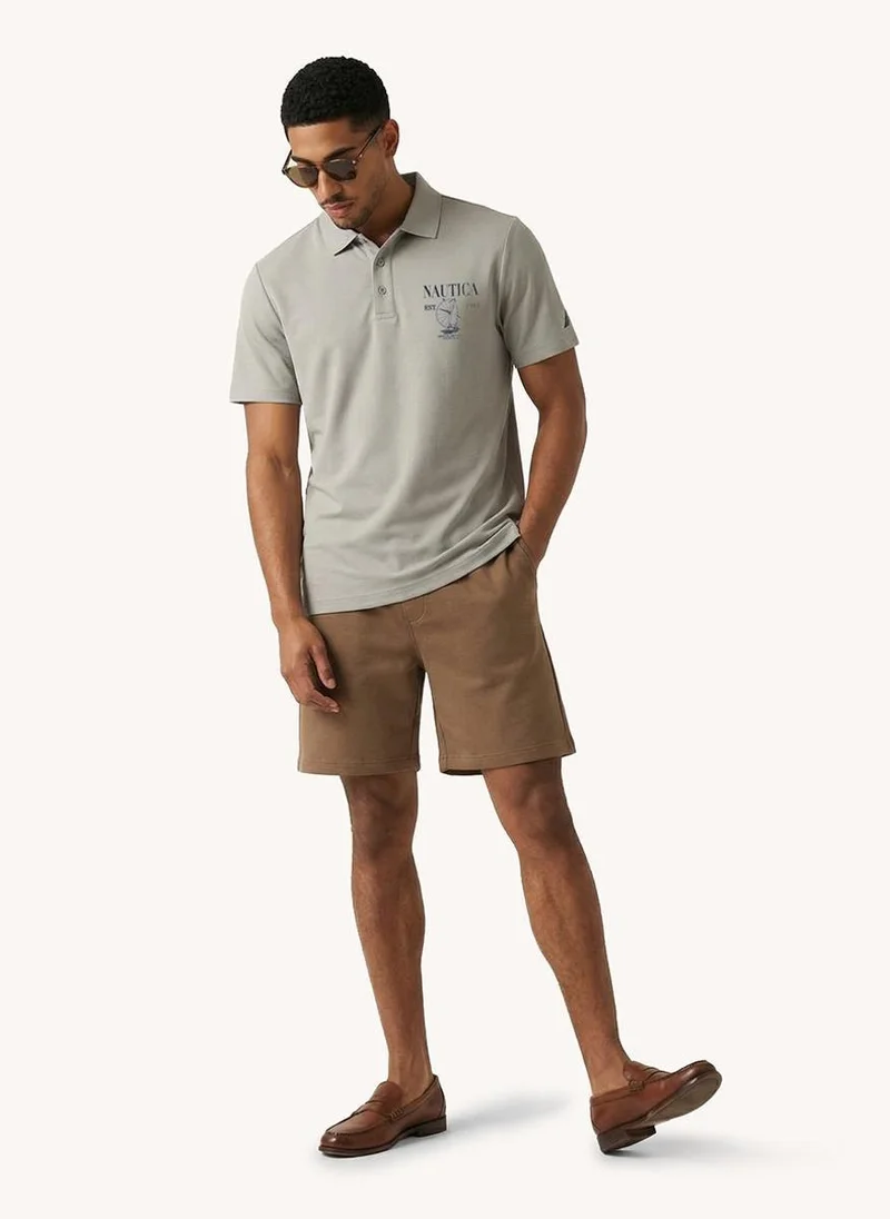 نوتيكا Men Regular Fit Short Sleeve Graphic Printed Polo Shirt for Contemporary Style - Grey