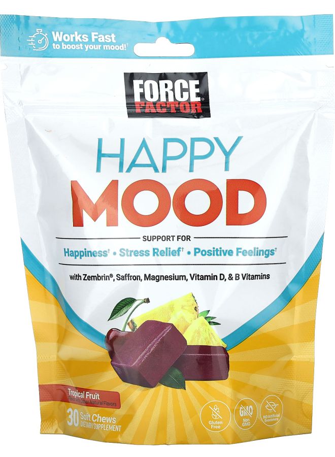 Force Factor Happy Mood Tropical Fruit 30 Soft Chews