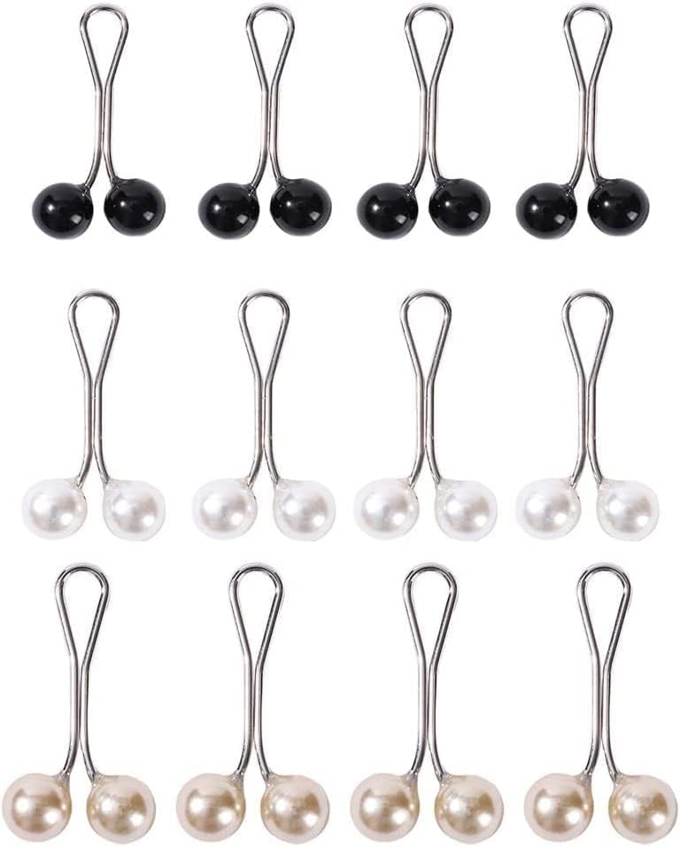INNPOLE Hijab Pins 12pcs Multicolor Headscarf Pearl Pins Clips U Shape Hijab Scarf Lady Muslim Scarf Shawl Clips Scarf Brooches Pin Jewelry Accessories(Black&White&Gold) - Image 1