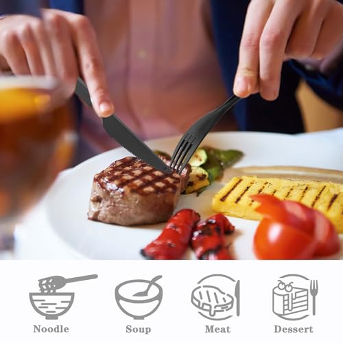 Lnrkai Large Reusable Travel Utensils Set with Case, Plastic Set for Adults Travel Picnic Camping, Portable Flatware Cutlery Set with Chopsticks for Daily Use(Black) - Image 3