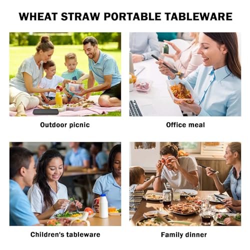 Lnrkai Large Reusable Travel Utensils Set with Case, Plastic Set for Adults Travel Picnic Camping, Portable Flatware Cutlery Set with Chopsticks for Daily Use(Black) - Image 4