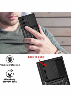 KASTWAVE Case for Samsung Galaxy S22 Ultra Case with Holder Slide Camera Cover, KASTWAVE Built in 360° Rotate Ring Car Kickstand Magnetic Cover Case for Samsung S22 Ultra Cover 5G 6.8 inch BLACK  - Image 3