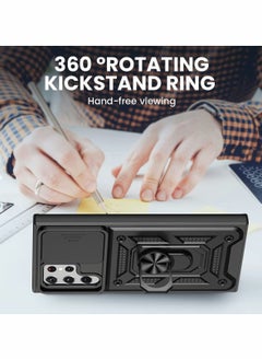 KASTWAVE Case for Samsung Galaxy S22 Ultra Case with Holder Slide Camera Cover, KASTWAVE Built in 360° Rotate Ring Car Kickstand Magnetic Cover Case for Samsung S22 Ultra Cover 5G 6.8 inch BLACK  - Image 2