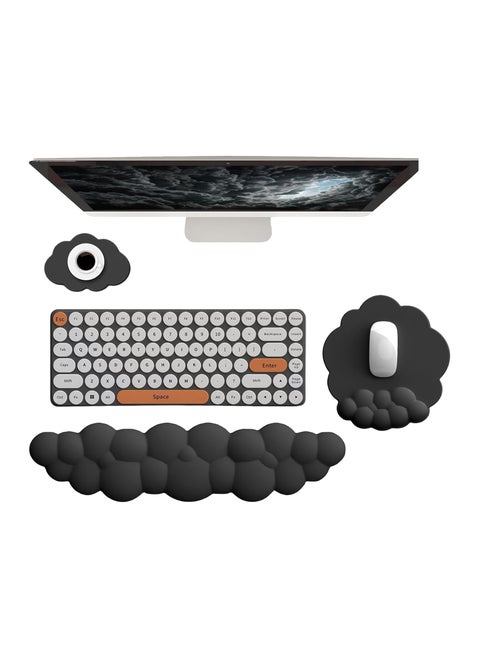 Cloud Wrist Rest Keyboard Ergonomic Wrist Pad for Keyboard and Mouse Coaster Cloud Mouse Pad Set Leather PU Non-Slip Wrist Rest Support for Computer Laptop Gaming Home Office Relief Pain Black