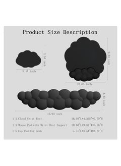 GUDOO Cloud Wrist Rest Keyboard Ergonomic Wrist Pad for Keyboard and Mouse Coaster Cloud Mouse Pad Set Leather PU Non-Slip Wrist Rest Support for Computer Laptop Gaming Home Office Relief Pain Black  - Image 3