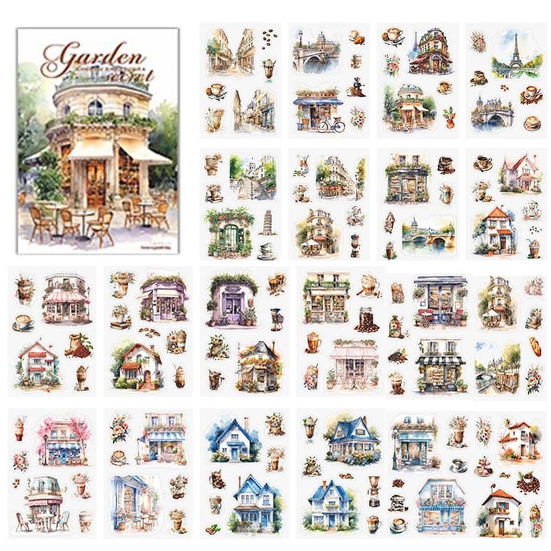 Alideco 20pcs Vintage Scrapbook Stickers Set Flower Butterfly Flower Window Sticker Book for Adults Sticker journaling Stickers for Scrapbooking(huayuanfangzi) - Image 1