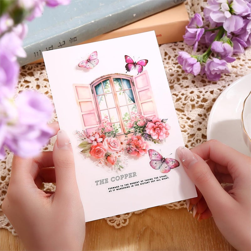 Alideco 20pcs Vintage Scrapbook Stickers Set Flower Butterfly Flower Window Sticker Book for Adults Sticker journaling Stickers for Scrapbooking(huayuanfangzi) - Image 5