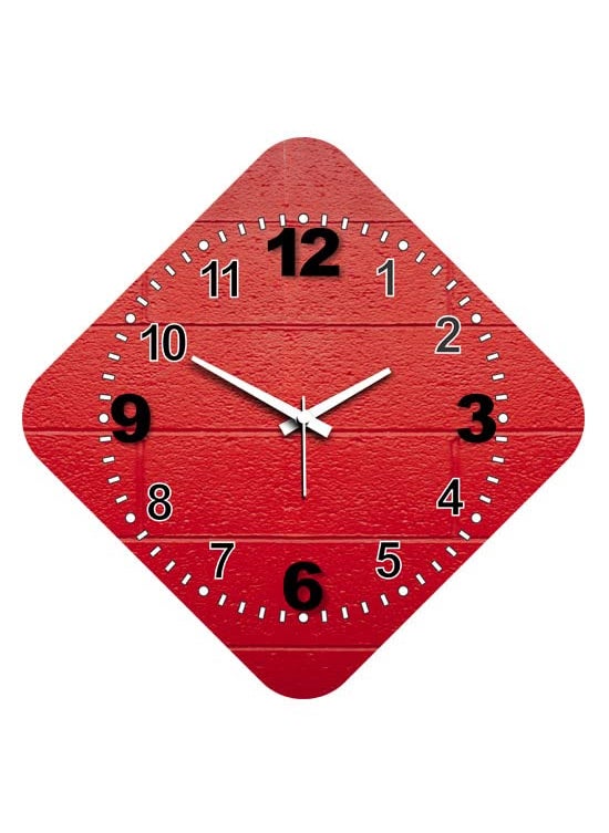 Rockford - Rockford® Wooden Wall Clock Big Numbers (Without Glass) Size 14X14 inch for Home/Office (Red) - Image 1