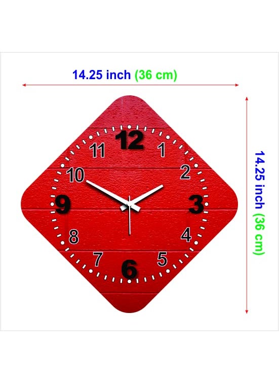 Rockford - Rockford® Wooden Wall Clock Big Numbers (Without Glass) Size 14X14 inch for Home/Office (Red) - Image 1