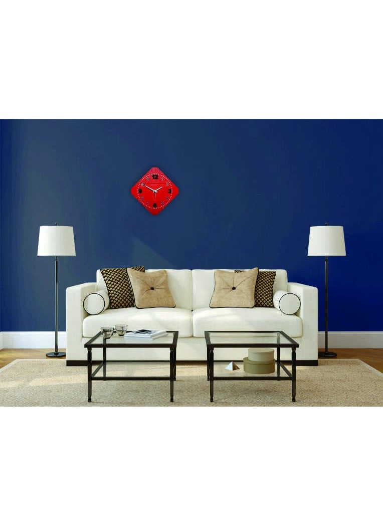 Rockford - Rockford® Wooden Wall Clock Big Numbers (Without Glass) Size 14X14 inch for Home/Office (Red) - Image 1