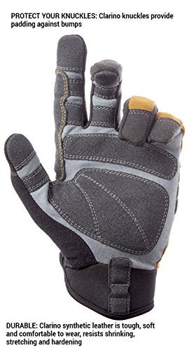 Custom Leathercraft قفازات العمل المرنة من Custom Leathercraft160X Contractor XtraCoverage، حجم كبير، أسود، بني - Image 2
