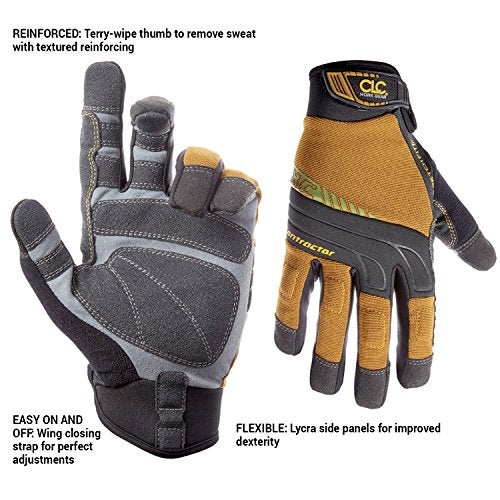 Custom Leathercraft قفازات العمل المرنة من Custom Leathercraft160X Contractor XtraCoverage، حجم كبير، أسود، بني - Image 3